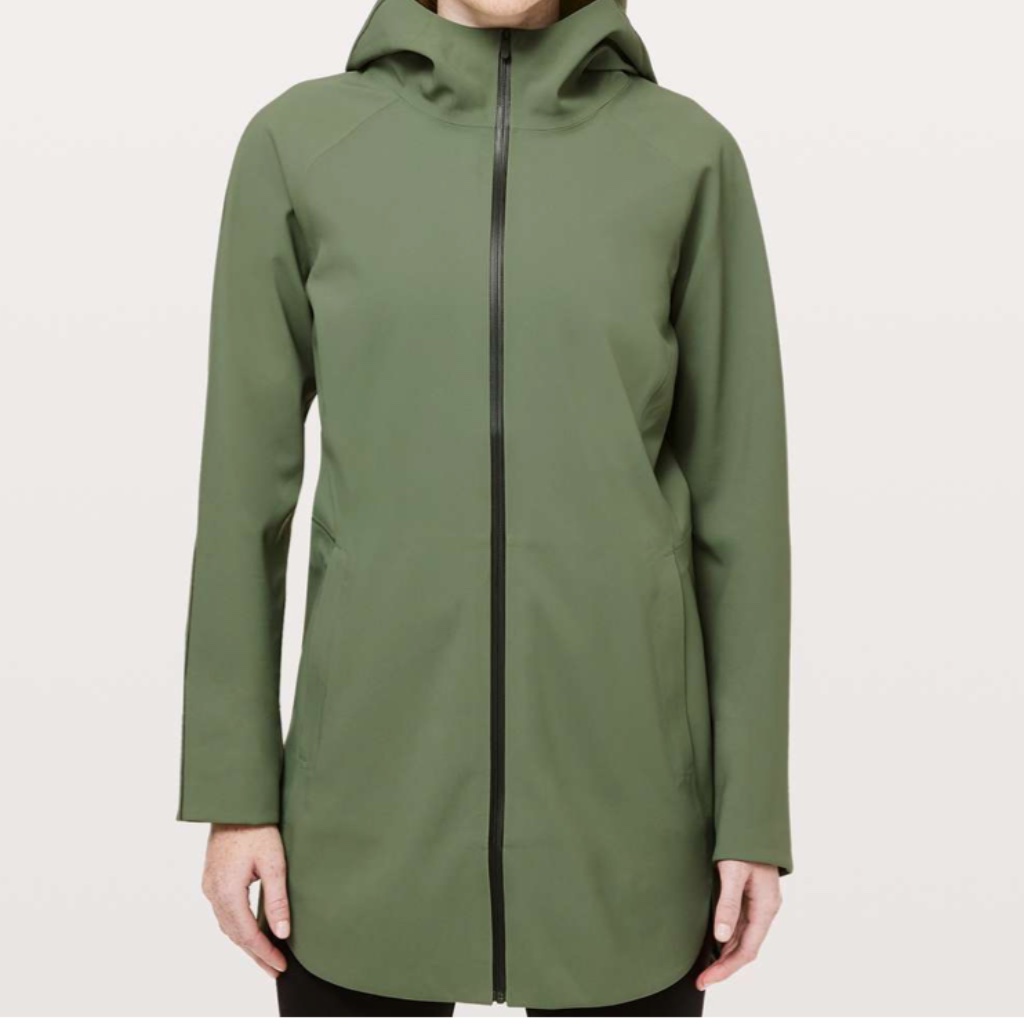 Nwot Lululemon Glyde Along Softshell, Green Twill, Size 2